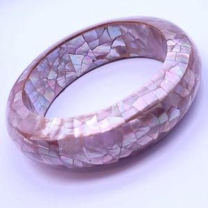Pink vintage bangle bracelet MOP look